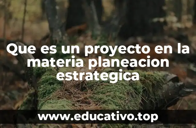 Que es un proyecto en la materia planeacion estrategica