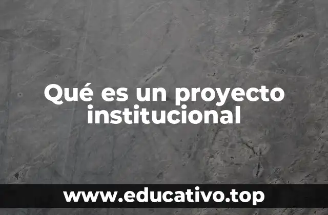 Qué es un proyecto institucional