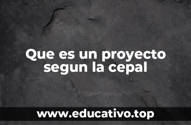 Que es un proyecto segun la cepal