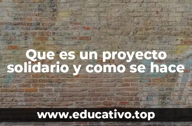 Que es un proyecto solidario y como se hace