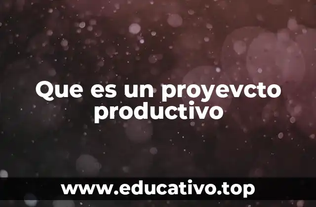 Que es un proyevcto productivo