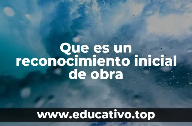Que es un reconocimiento inicial de obra