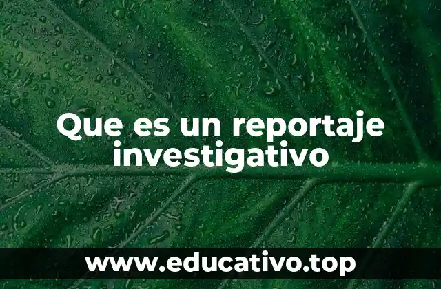 Que es un reportaje investigativo