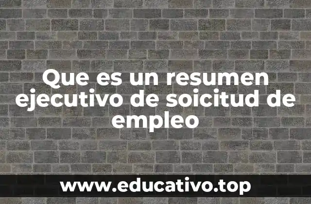 Que es un resumen ejecutivo de soicitud de empleo