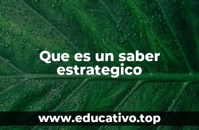 Que es un saber estrategico