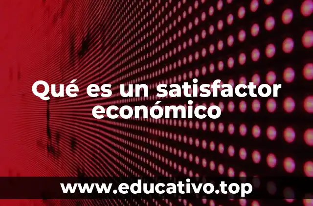 Qué es un satisfactor económico