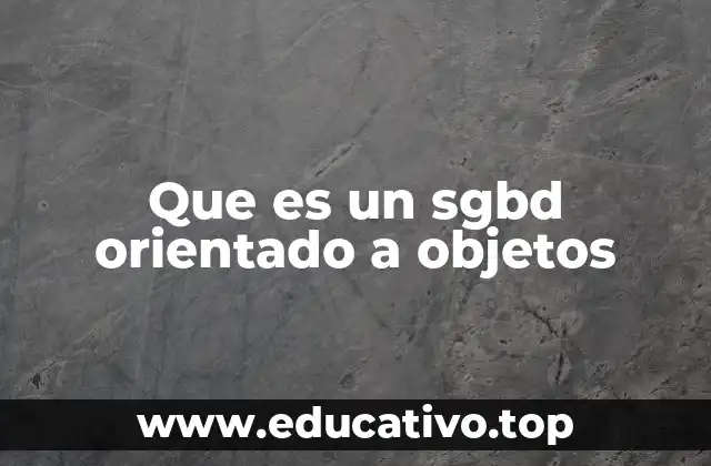 Que es un sgbd orientado a objetos