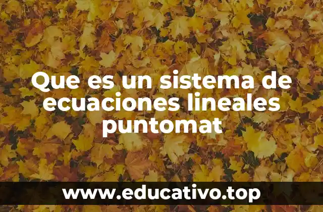 Que es un sistema de ecuaciones lineales puntomat