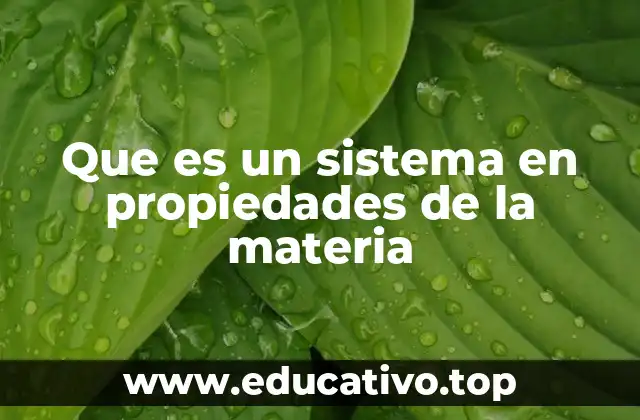 Que es un sistema en propiedades de la materia