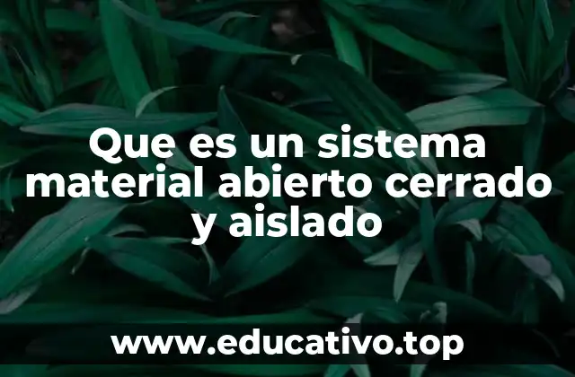 Que es un sistema material abierto cerrado y aislado