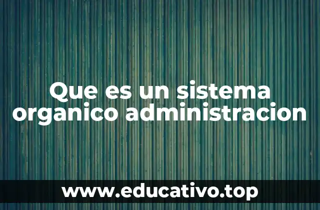 Que es un sistema organico administracion