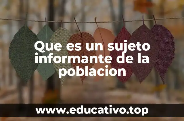 Que es un sujeto informante de la poblacion