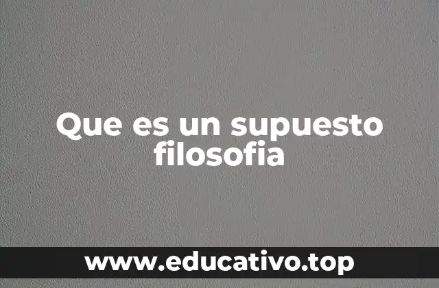 Que es un supuesto filosofia