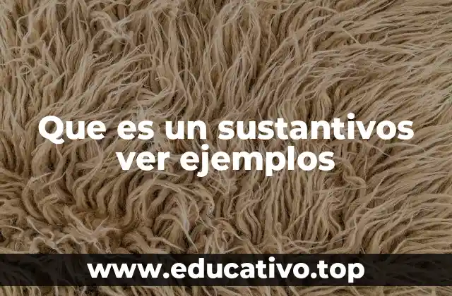 Que es un sustantivos ver ejemplos