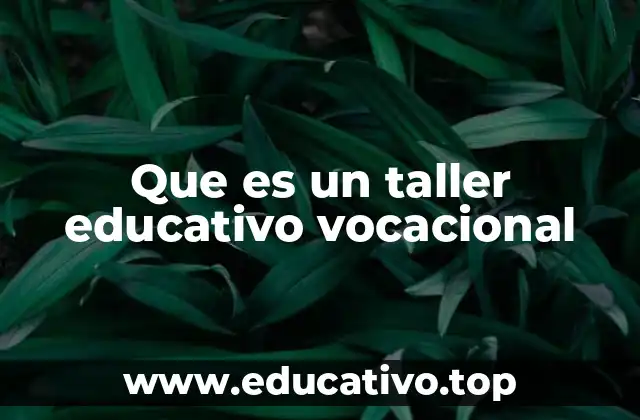Que es un taller educativo vocacional