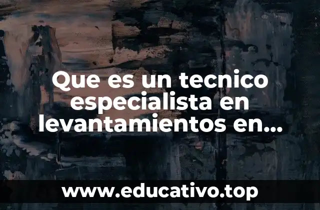 Que es un tecnico especialista en levantamientos en campo