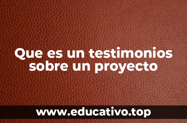Que es un testimonios sobre un proyecto