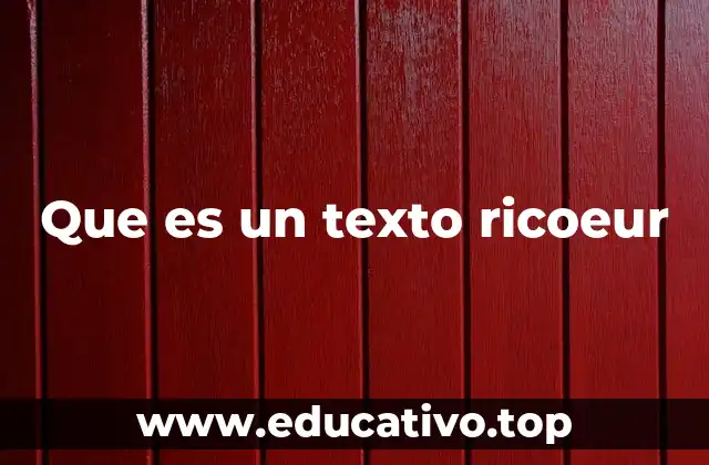 Que es un texto ricoeur