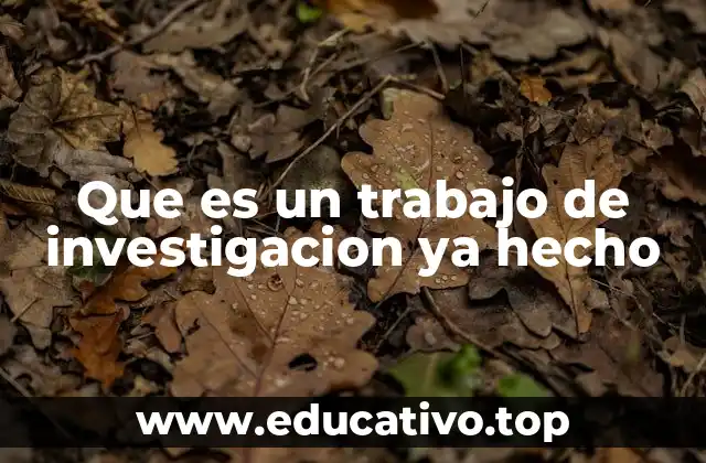 Que es un trabajo de investigacion ya hecho