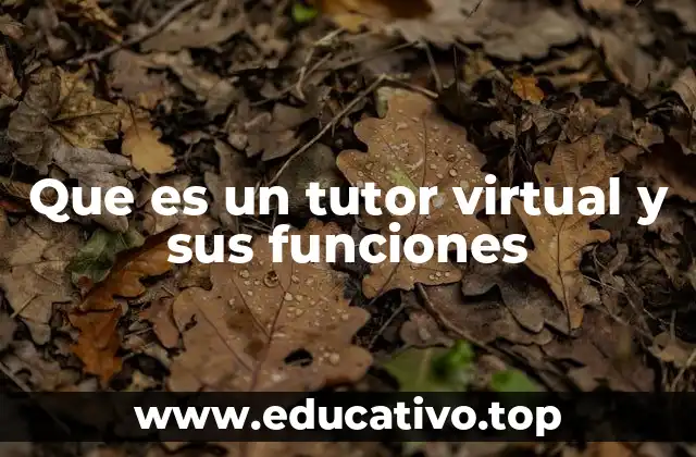 Que es un tutor virtual y sus funciones