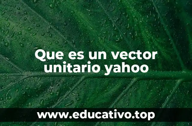 Que es un vector unitario yahoo