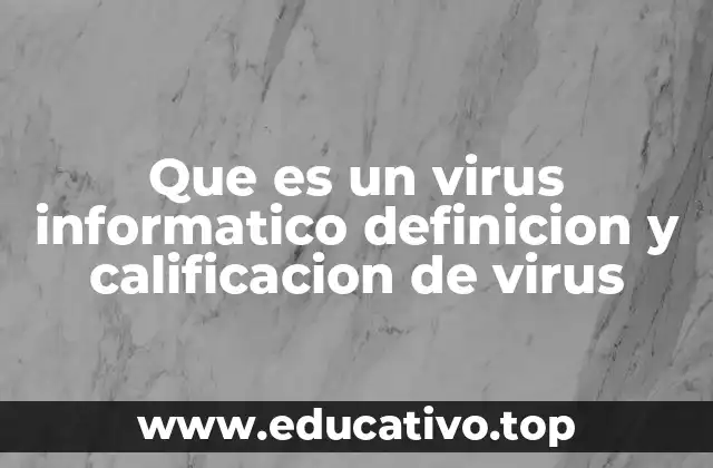 Que es un virus informatico definicion y calificacion de virus