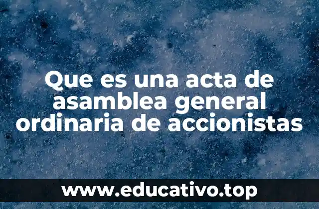 Que es una acta de asamblea general ordinaria de accionistas