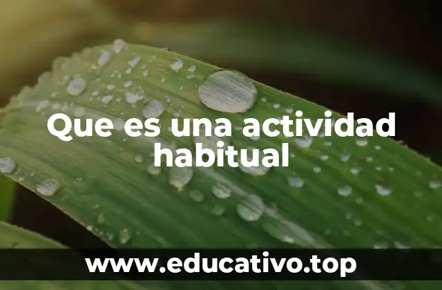 Que es una actividad habitual
