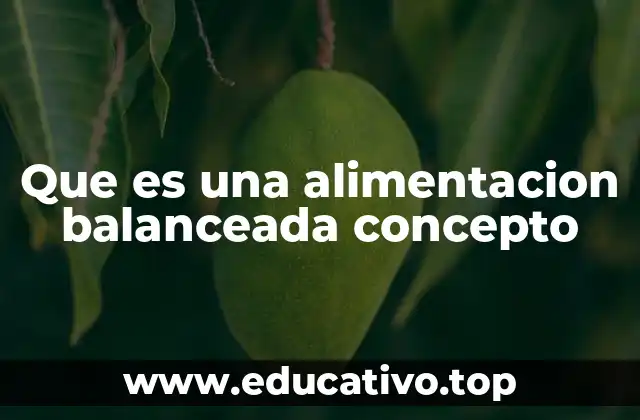 Que es una alimentacion balanceada concepto