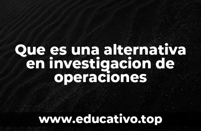 Que es una alternativa en investigacion de operaciones