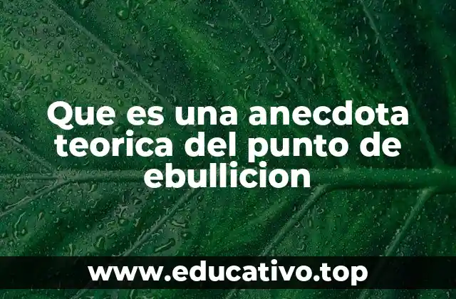 Que es una anecdota teorica del punto de ebullicion