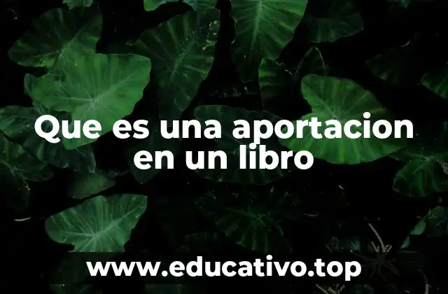 Que es una aportacion en un libro