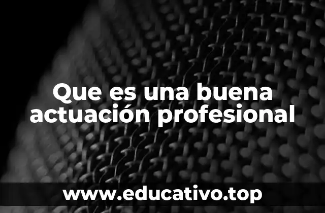 Que es una buena actuación profesional
