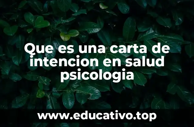 Que es una carta de intencion en salud psicologia