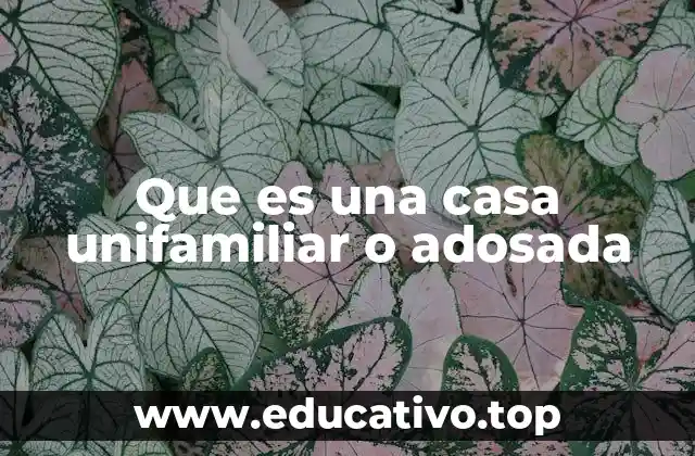 Que es una casa unifamiliar o adosada