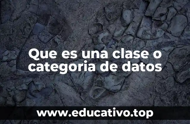 Que es una clase o categoria de datos