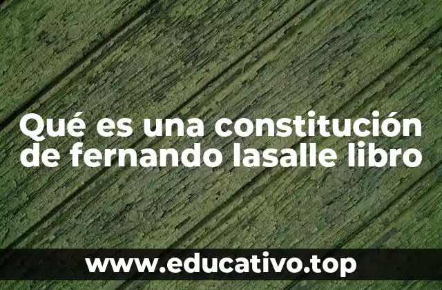 Qué es una constitución de fernando lasalle libro