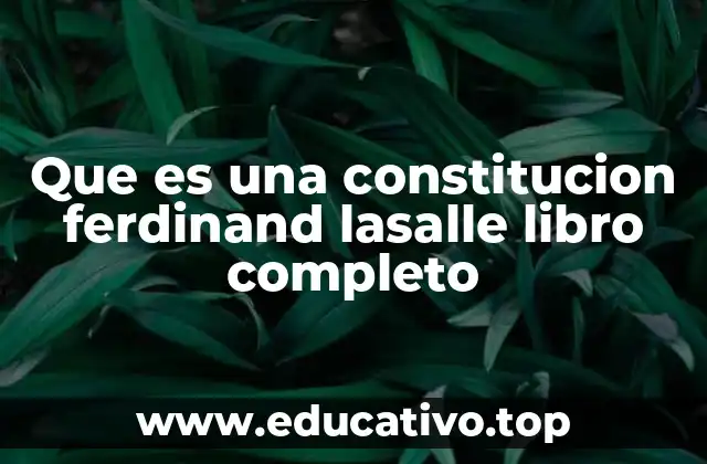 Que es una constitucion ferdinand lasalle libro completo