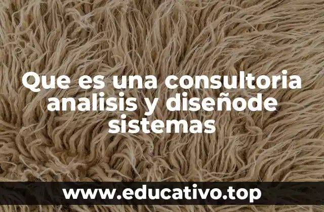 Que es una consultoria analisis y diseñode sistemas