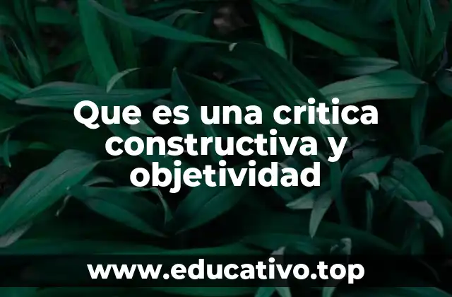 Que es una critica constructiva y objetividad