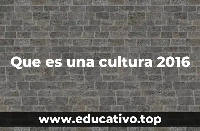 Que es una cultura 2016