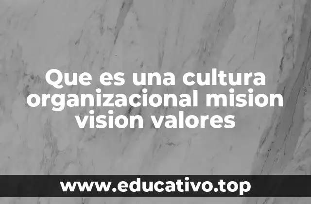 Que es una cultura organizacional mision vision valores