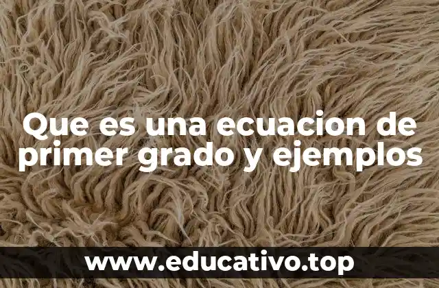 Que es una ecuacion de primer grado y ejemplos