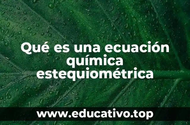 Qué es una ecuación química estequiométrica