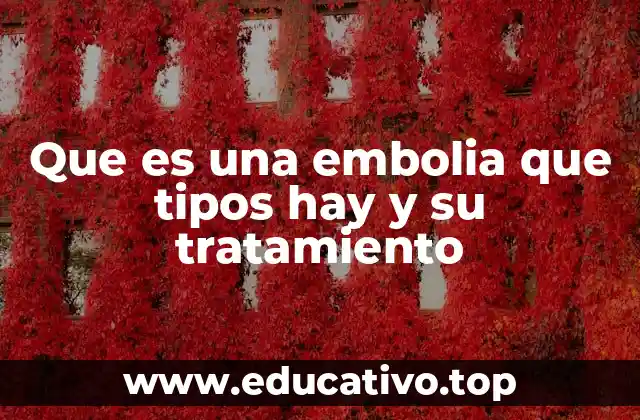 Que es una embolia que tipos hay y su tratamiento