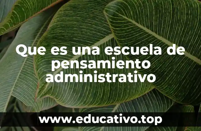 Que es una escuela de pensamiento administrativo