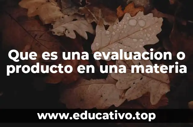 Que es una evaluacion o producto en una materia