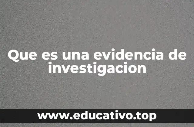 Que es una evidencia de investigacion