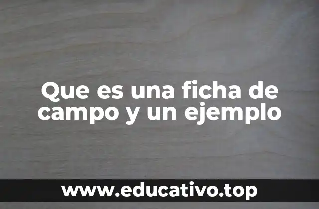 Que es una ficha de campo y un ejemplo
