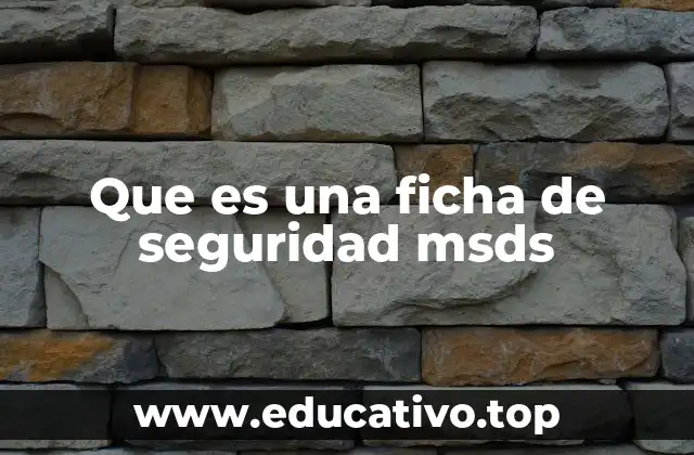 Que es una ficha de seguridad msds